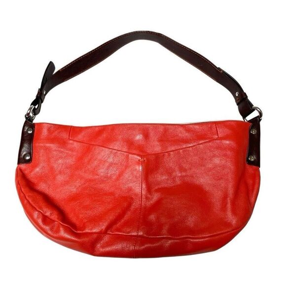 Francesco Biasia Hobo Leather Shoulder Hand Bag Purse Burnt Orange & Brown - Picture 3 of 14